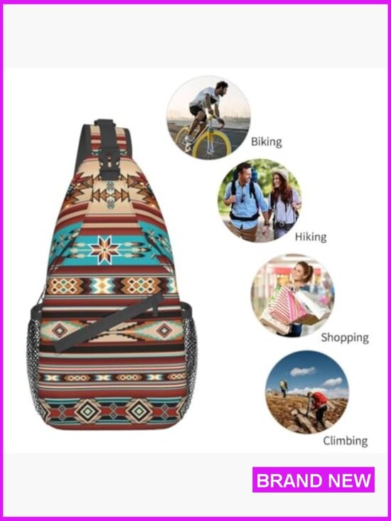 Aztec Pattern Sling Backpack Crossbody Daypack Lightweight Travel Hiking Casual main image 2